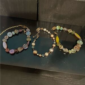 Holly Yashi bracelets 7.5 8” lot of 3 beaded artisan boho looks great stacked!